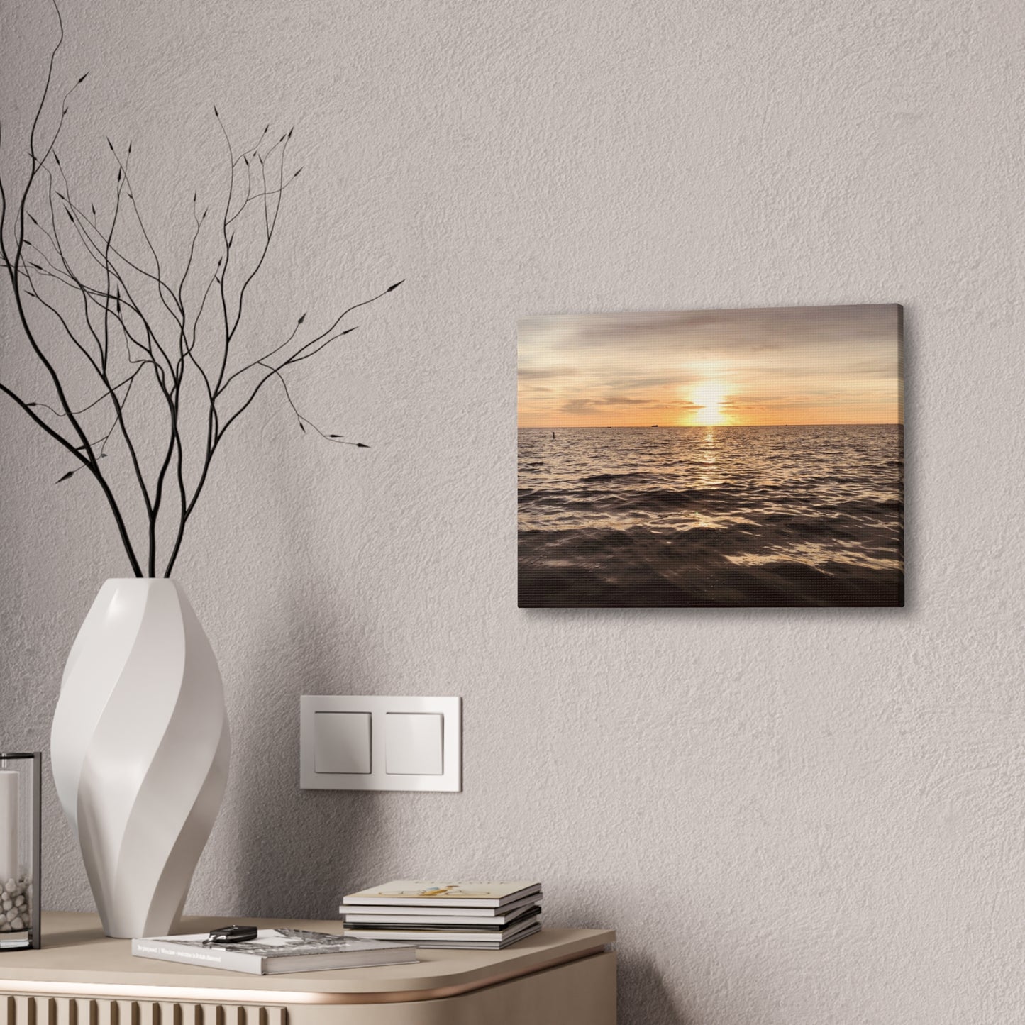 Serene Sunset Canvas Print, Ocean Art Wall Decor, Beach Home Decor, Nautical Gift for Beach Lovers, Sunset Photography Wall Art