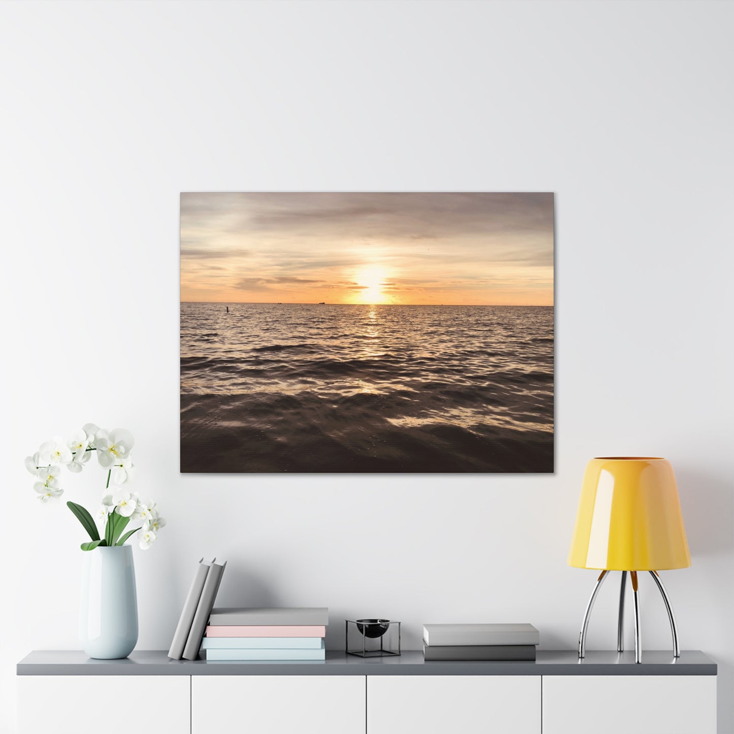 Serene Sunset Canvas Print, Ocean Art Wall Decor, Beach Home Decor, Nautical Gift for Beach Lovers, Sunset Photography Wall Art