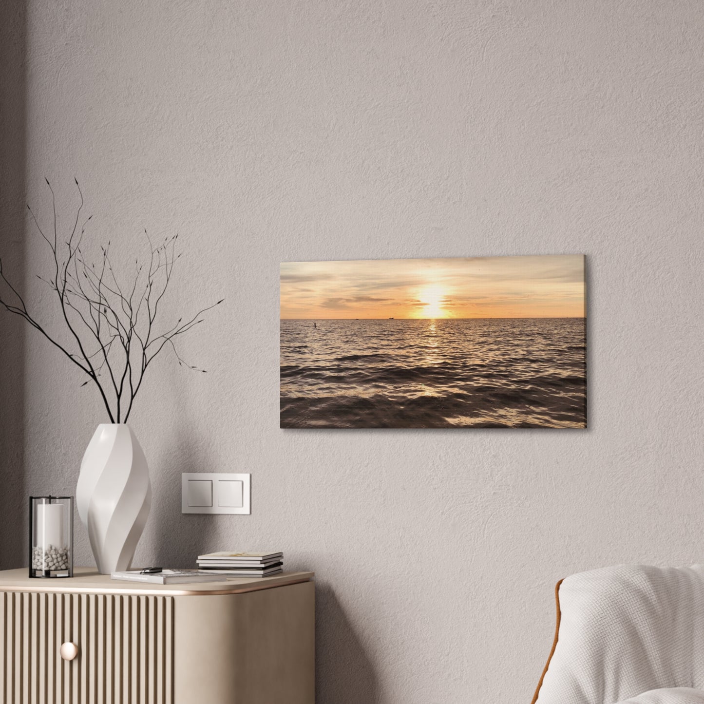 Serene Sunset Canvas Print, Ocean Art Wall Decor, Beach Home Decor, Nautical Gift for Beach Lovers, Sunset Photography Wall Art