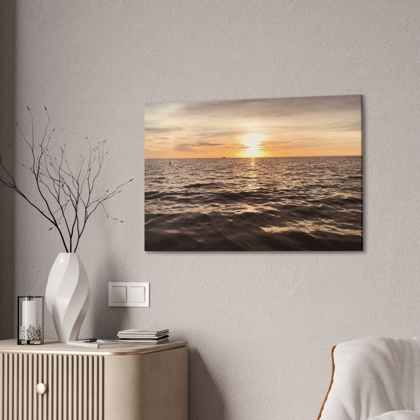 Serene Sunset Canvas Print, Ocean Art Wall Decor, Beach Home Decor, Nautical Gift for Beach Lovers, Sunset Photography Wall Art