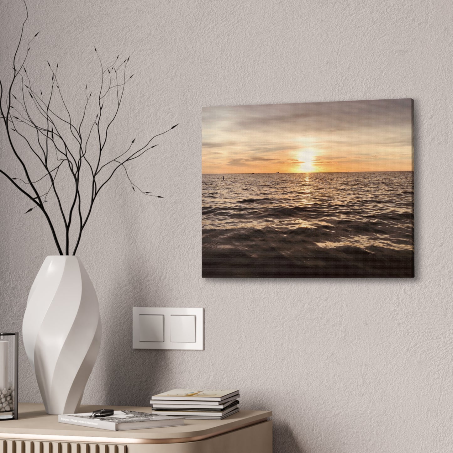 Serene Sunset Canvas Print, Ocean Art Wall Decor, Beach Home Decor, Nautical Gift for Beach Lovers, Sunset Photography Wall Art