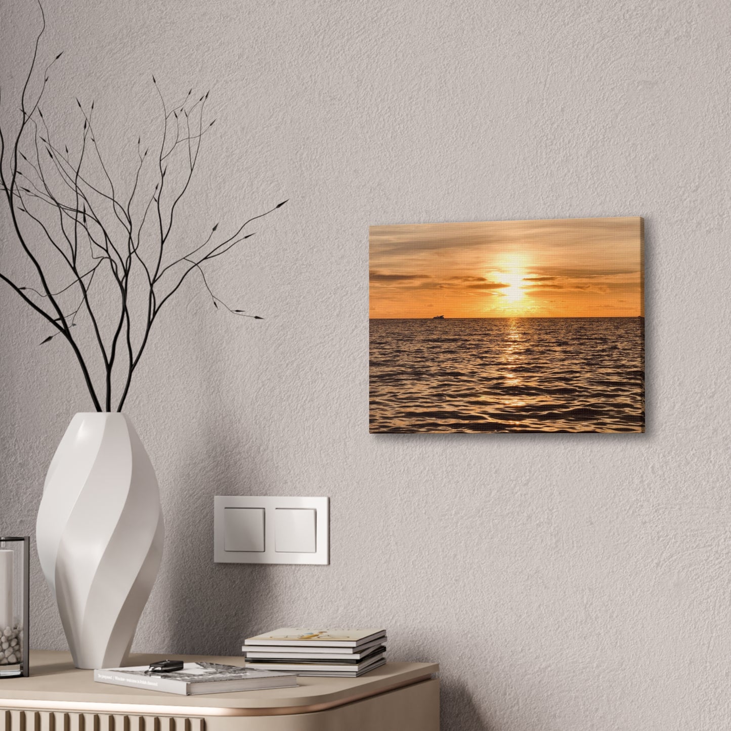 Sunset Canvas Wall Art, Warm Ocean Artwork, Home Decor, Coastal Vibes, Unique Gift for Ocean Lovers, Living Room Decor, Beach House Wall Art