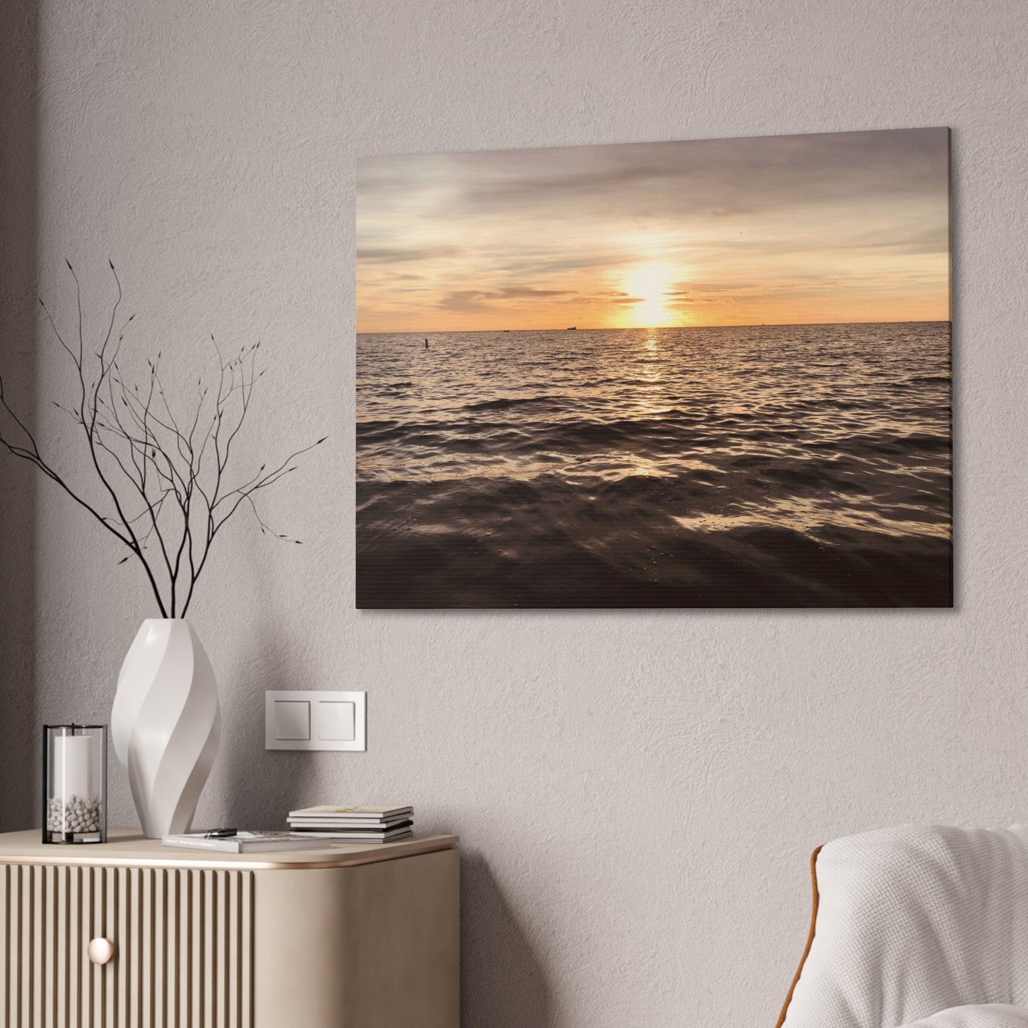 Serene Sunset Canvas Print, Ocean Art Wall Decor, Beach Home Decor, Nautical Gift for Beach Lovers, Sunset Photography Wall Art