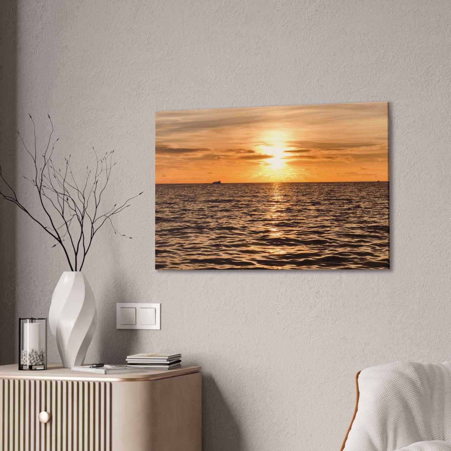 Sunset Canvas Wall Art, Warm Ocean Artwork, Home Decor, Coastal Vibes, Unique Gift for Ocean Lovers, Living Room Decor, Beach House Wall Art