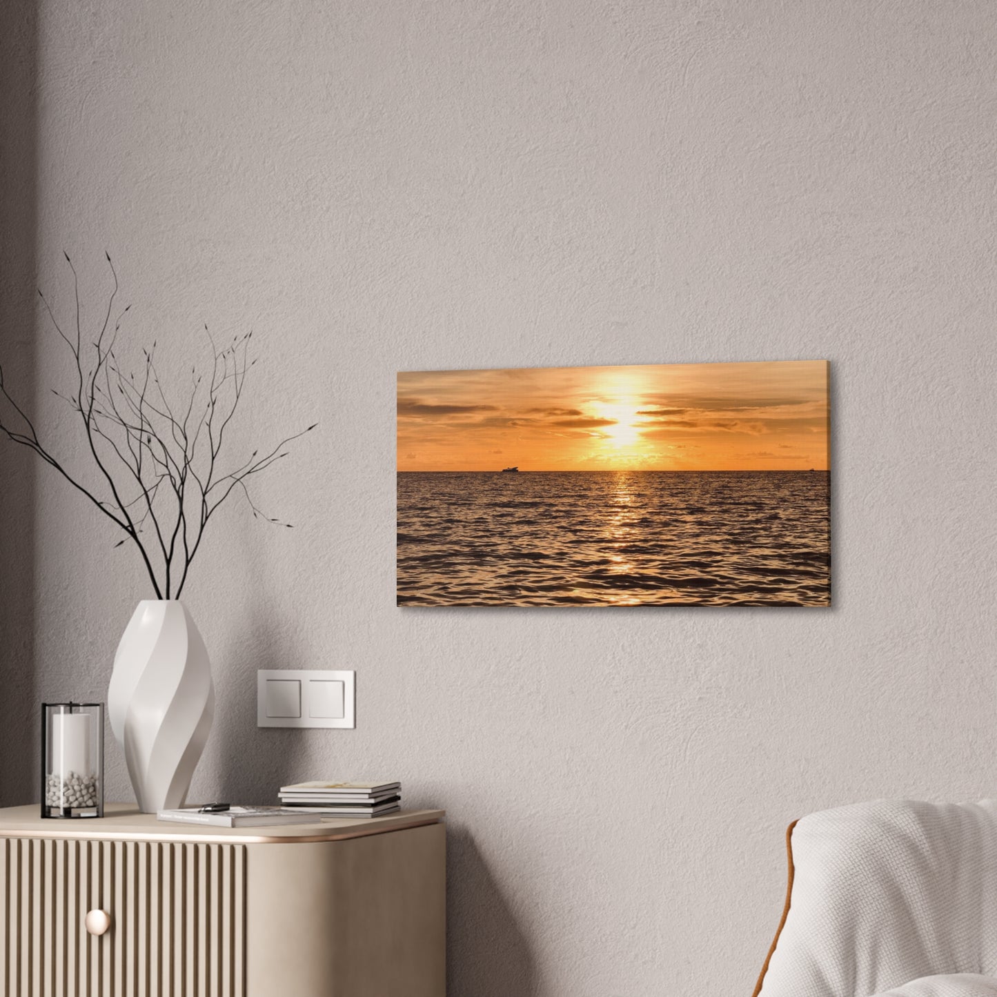 Sunset Canvas Wall Art, Warm Ocean Artwork, Home Decor, Coastal Vibes, Unique Gift for Ocean Lovers, Living Room Decor, Beach House Wall Art