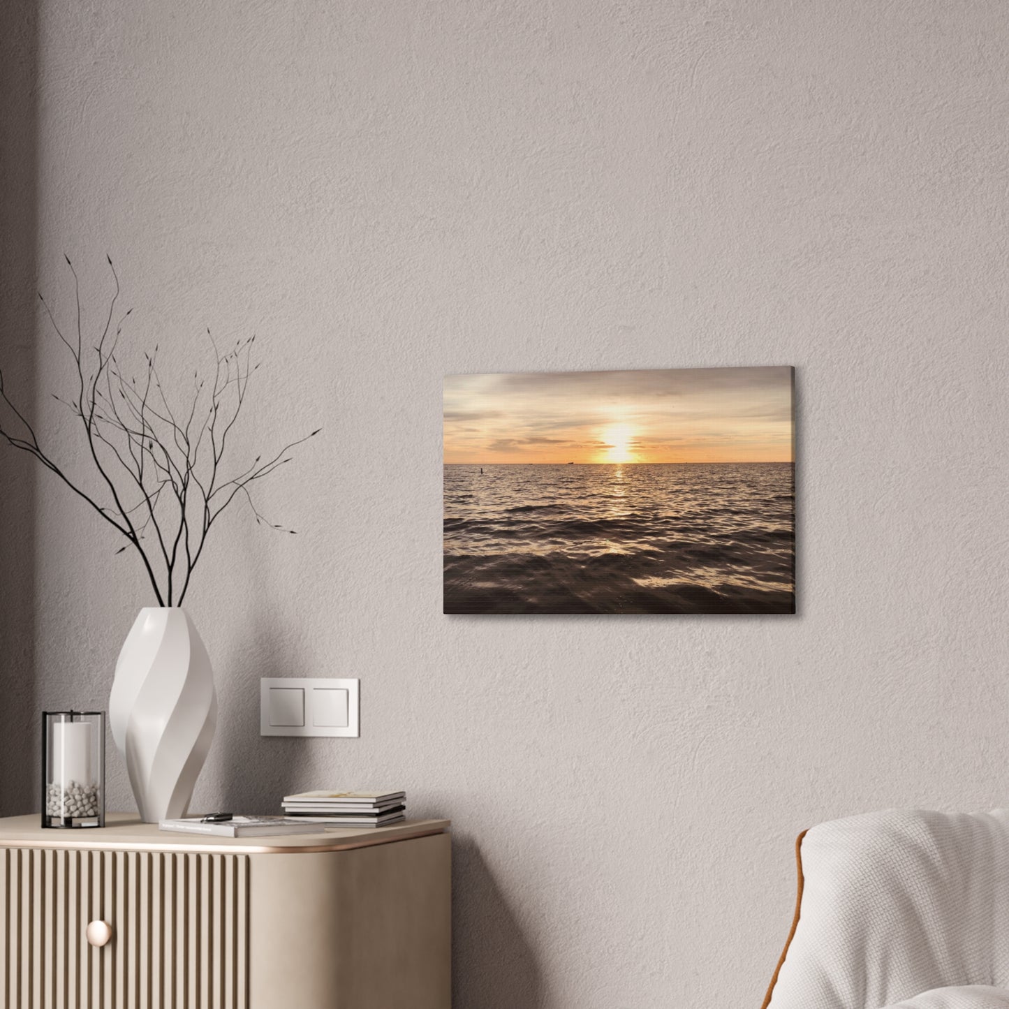Serene Sunset Canvas Print, Ocean Art Wall Decor, Beach Home Decor, Nautical Gift for Beach Lovers, Sunset Photography Wall Art