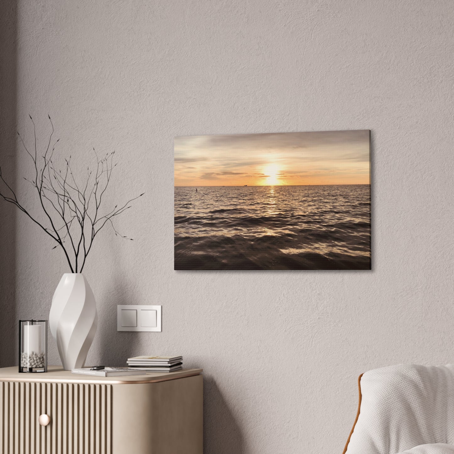 Serene Sunset Canvas Print, Ocean Art Wall Decor, Beach Home Decor, Nautical Gift for Beach Lovers, Sunset Photography Wall Art