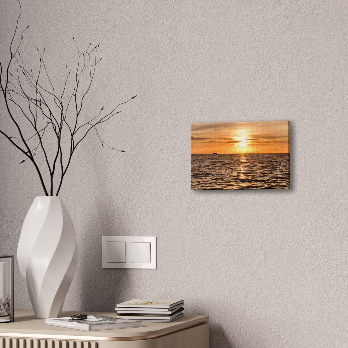 Sunset Canvas Wall Art, Warm Ocean Artwork, Home Decor, Coastal Vibes, Unique Gift for Ocean Lovers, Living Room Decor, Beach House Wall Art