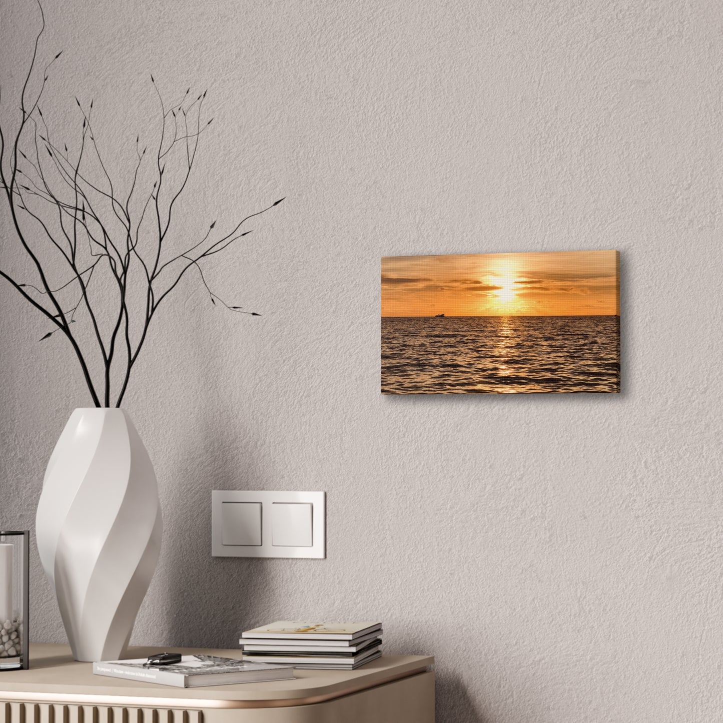 Sunset Canvas Wall Art, Warm Ocean Artwork, Home Decor, Coastal Vibes, Unique Gift for Ocean Lovers, Living Room Decor, Beach House Wall Art