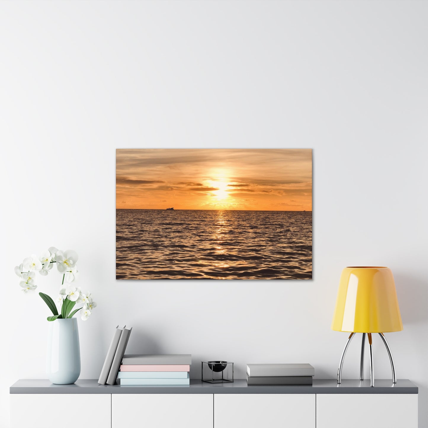 Sunset Canvas Wall Art, Warm Ocean Artwork, Home Decor, Coastal Vibes, Unique Gift for Ocean Lovers, Living Room Decor, Beach House Wall Art