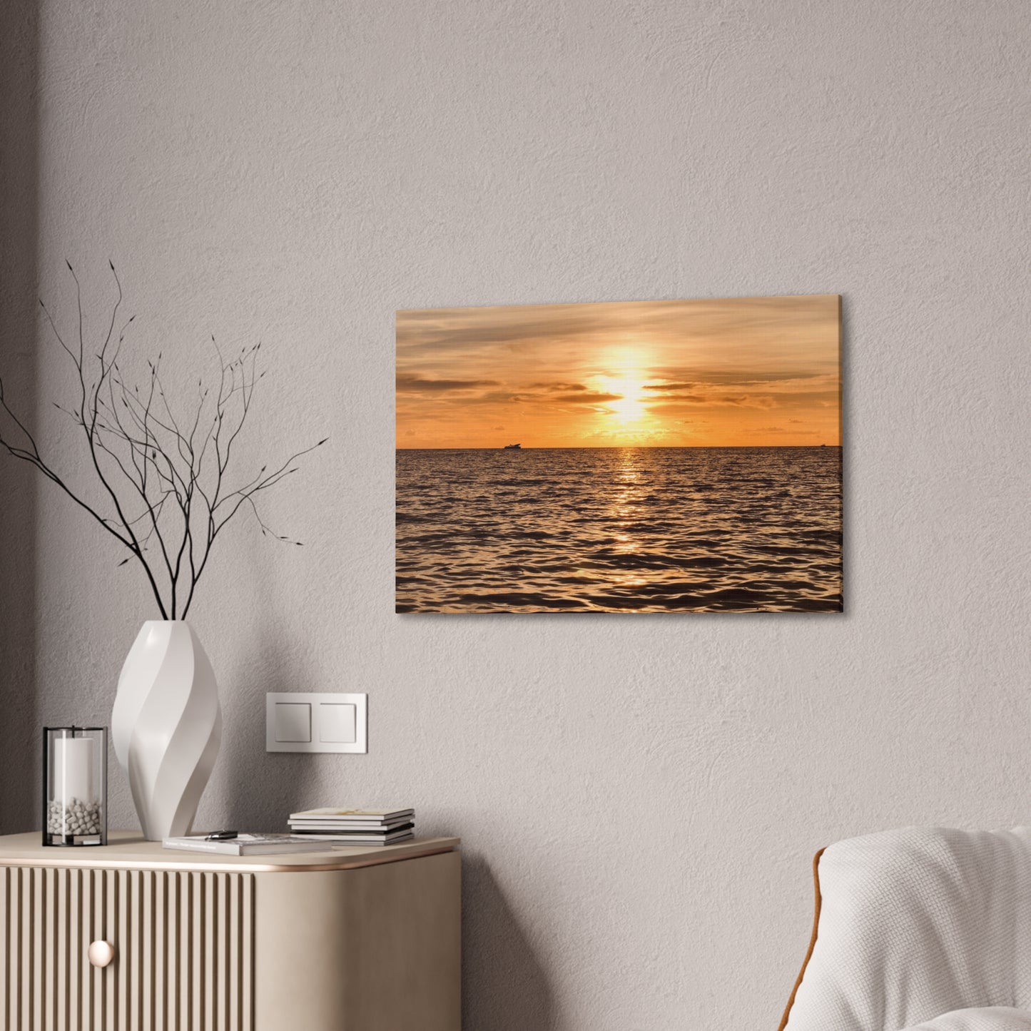 Sunset Canvas Wall Art, Warm Ocean Artwork, Home Decor, Coastal Vibes, Unique Gift for Ocean Lovers, Living Room Decor, Beach House Wall Art