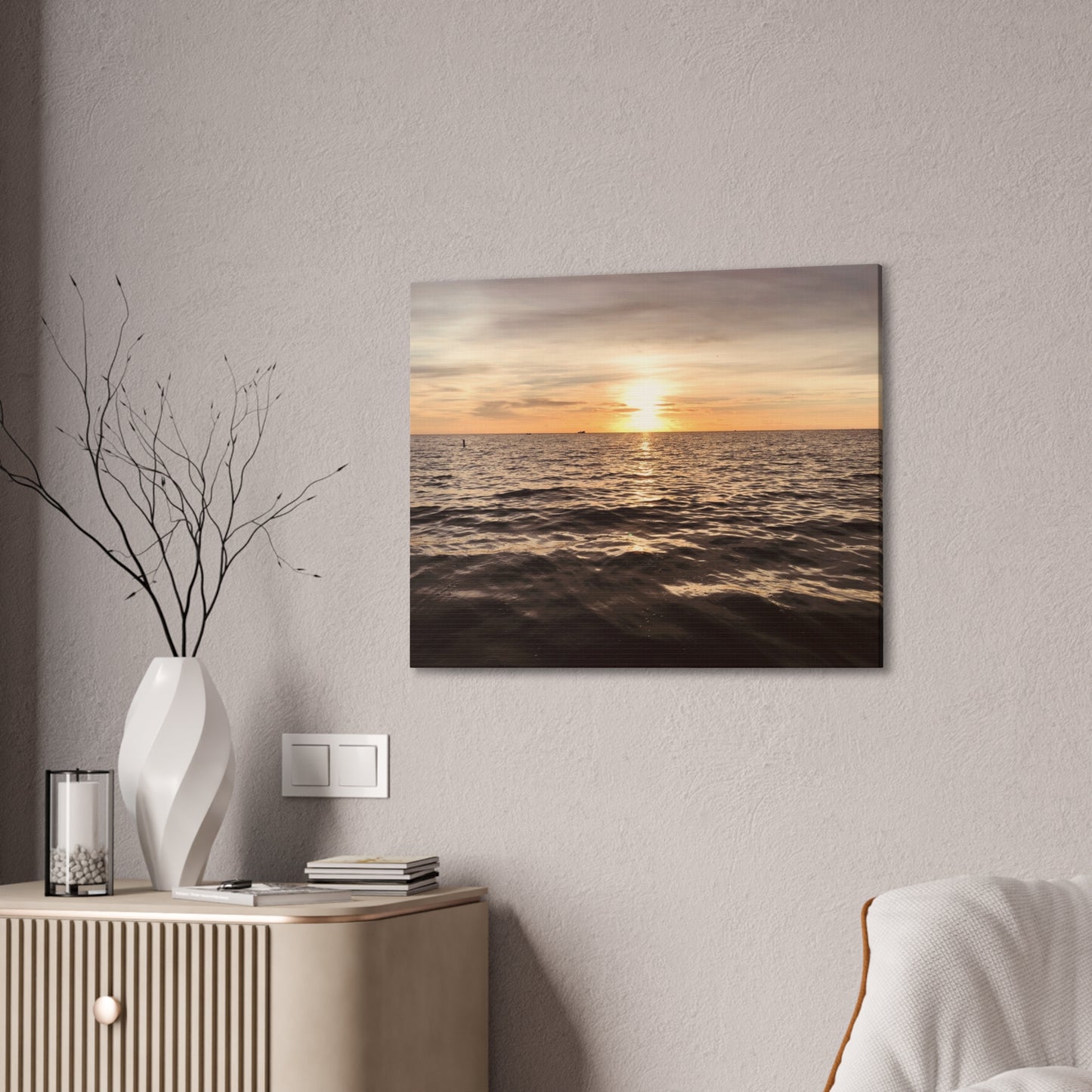 Serene Sunset Canvas Print, Ocean Art Wall Decor, Beach Home Decor, Nautical Gift for Beach Lovers, Sunset Photography Wall Art