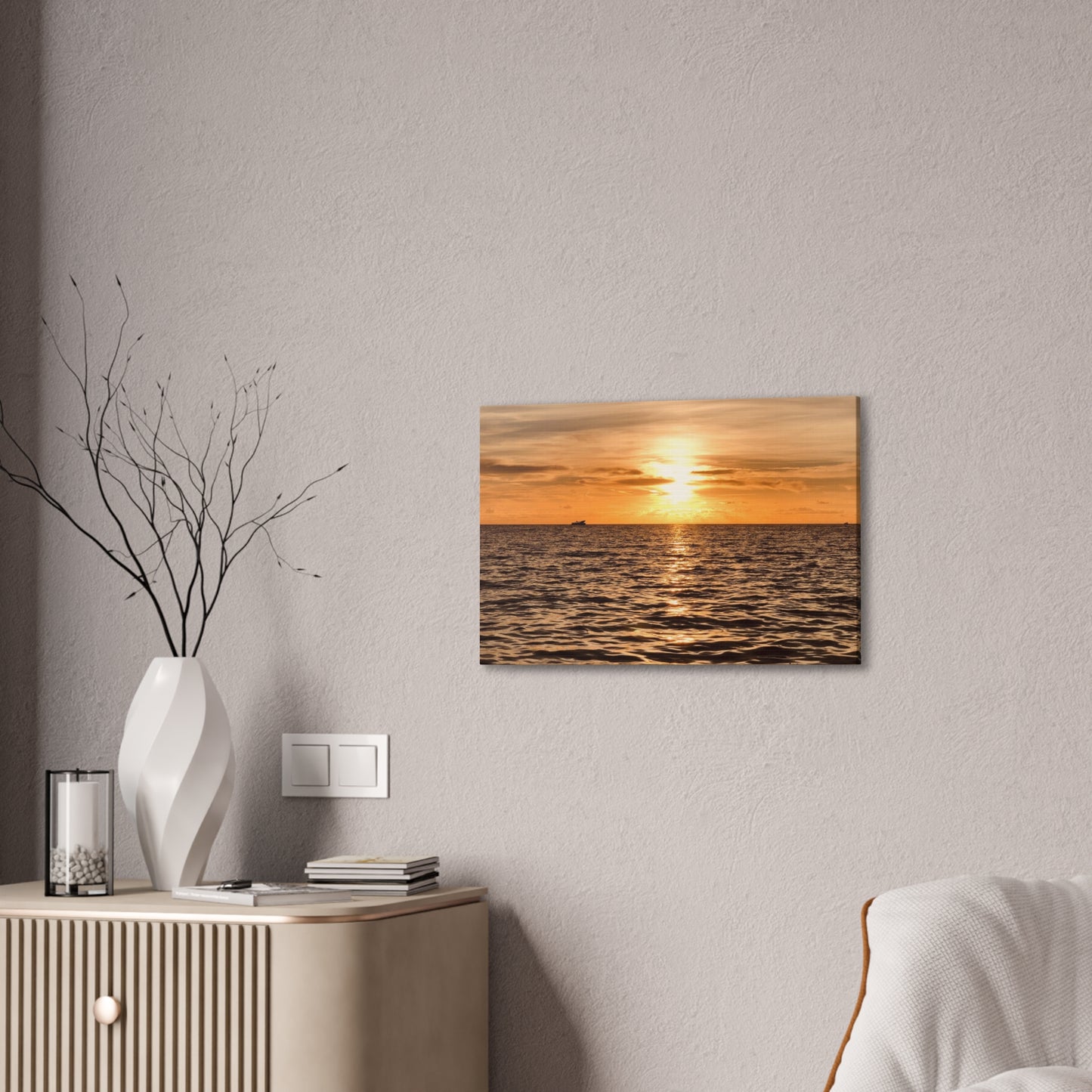 Sunset Canvas Wall Art, Warm Ocean Artwork, Home Decor, Coastal Vibes, Unique Gift for Ocean Lovers, Living Room Decor, Beach House Wall Art