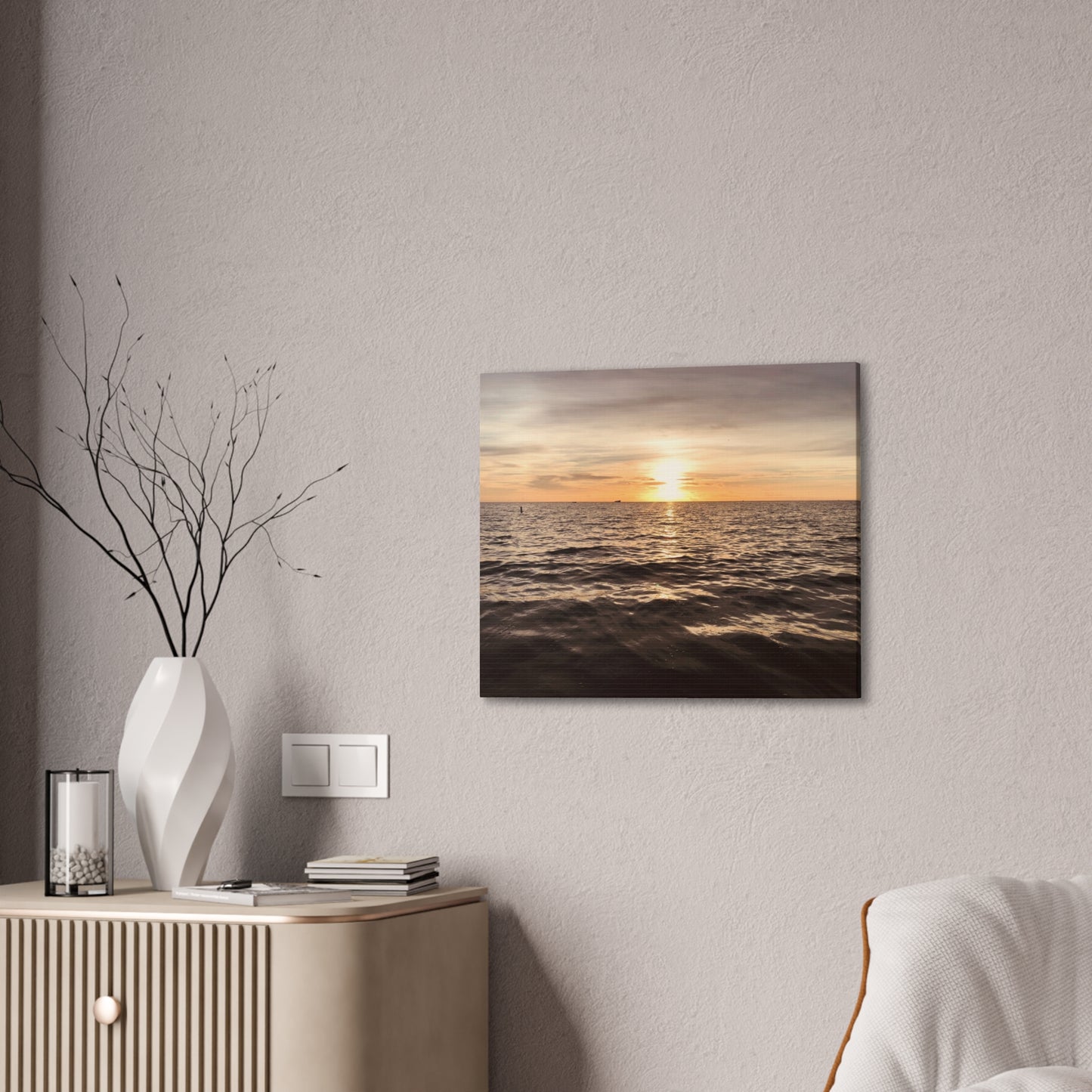 Serene Sunset Canvas Print, Ocean Art Wall Decor, Beach Home Decor, Nautical Gift for Beach Lovers, Sunset Photography Wall Art