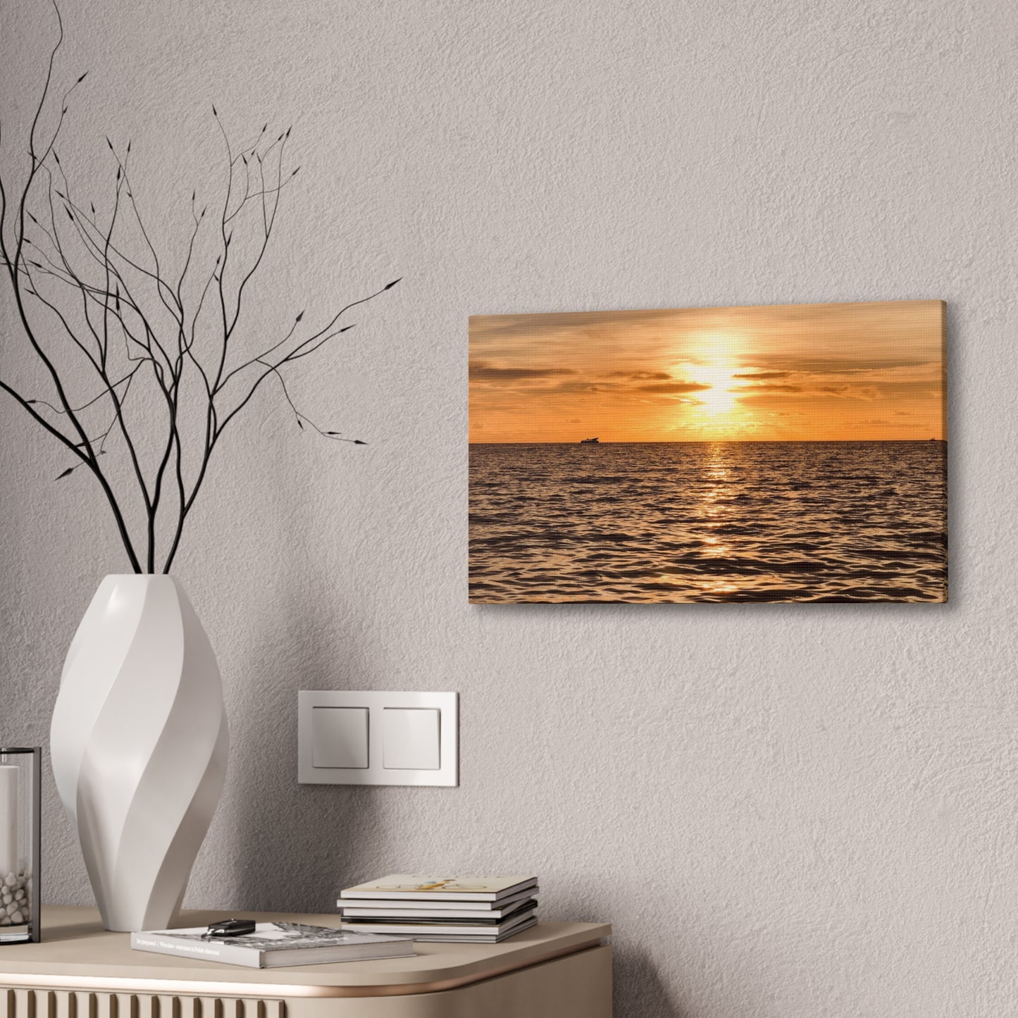Sunset Canvas Wall Art, Warm Ocean Artwork, Home Decor, Coastal Vibes, Unique Gift for Ocean Lovers, Living Room Decor, Beach House Wall Art