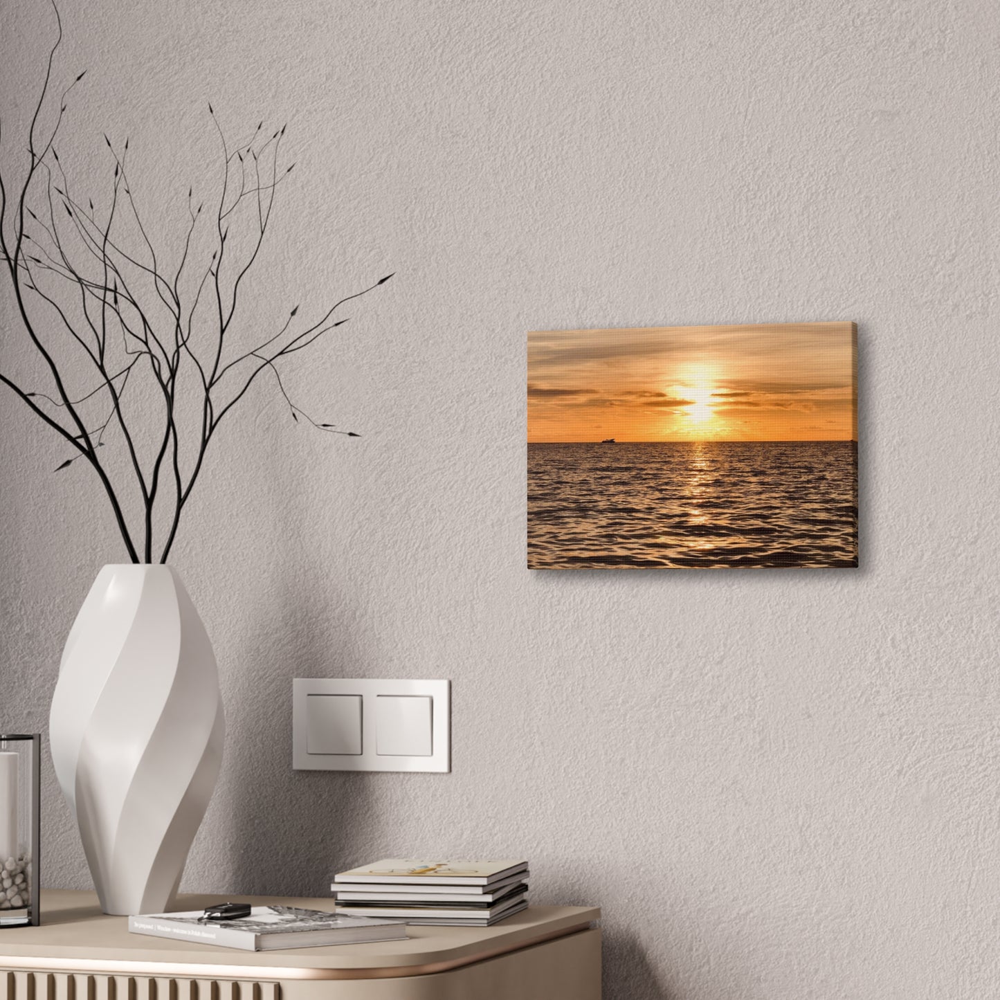 Sunset Canvas Wall Art, Warm Ocean Artwork, Home Decor, Coastal Vibes, Unique Gift for Ocean Lovers, Living Room Decor, Beach House Wall Art